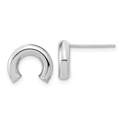 14k White Gold Tiny U Shape Tube Earrings