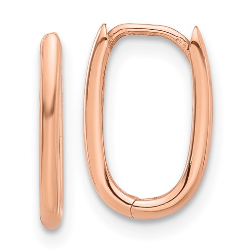14k Rose Gold Oval U Shaped Huggie Hoop Earrings 1/2in