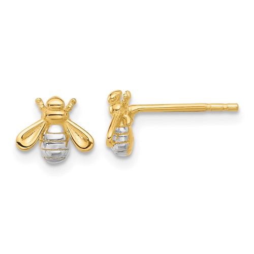 14k Yellow Gold and Rhodium Bee Stud Earrings TF2369 Joy Jewelers