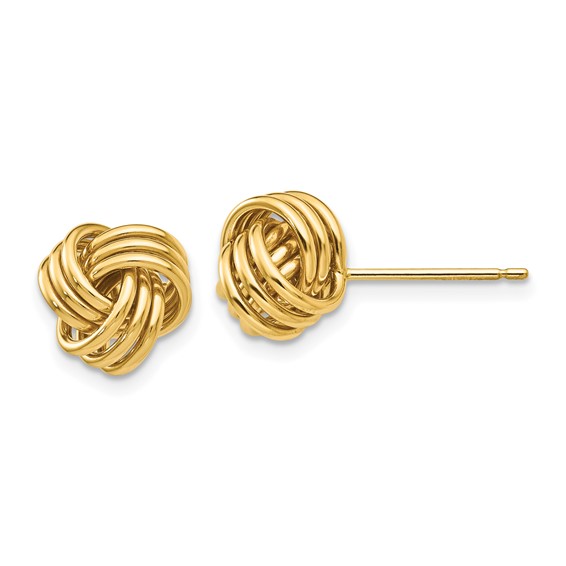14k Yellow Gold Triple Love Knot Earrings
