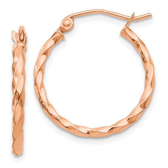 14kt Rose Gold 3/4in Hoop Earrings with Twisted Texture