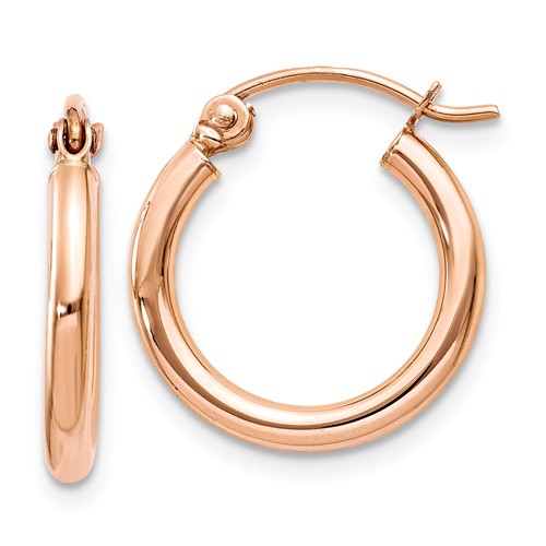 14k Rose Gold 5/8in Lightweight Hoop Earrings 2mm TF652 | Joy Jewelers