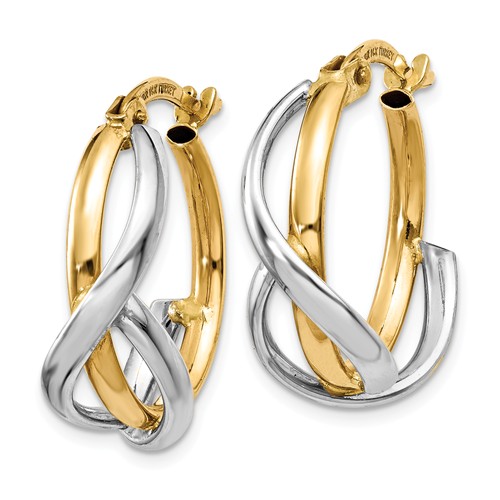 14k Two-tone Gold Twisted Wrap Hoop Earrings 3/4in