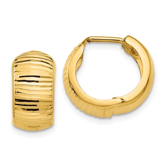 14kt Yellow Gold 5/8in Striped Huggie Earrings 7mm