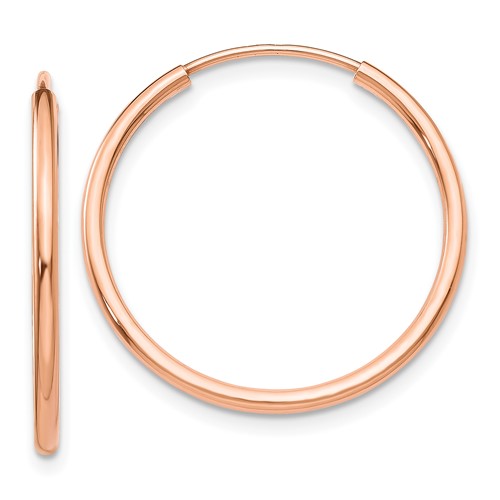 14k Rose Gold 7/8in Endless Hoop Earrings 1.5mm
