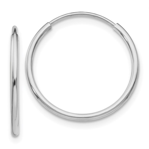 14k White Gold 3/4in Endless Hoop Earrings 1.2mm