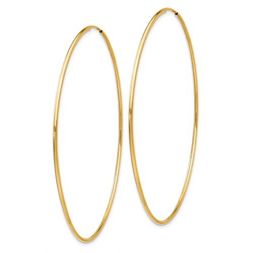 14k Yellow Gold 2 1/2in Endless Hoop Earrings 1.2mm