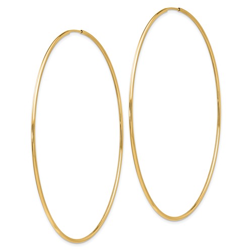 14kt Yellow Gold 2 3/4in Endless Hoop Earrings 1.2mm
