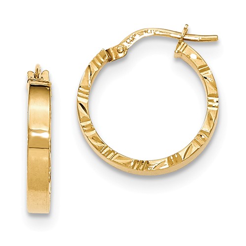 14kt Yellow Gold 3/4in Italian Hoop Earrings with Diamond-cut Edges