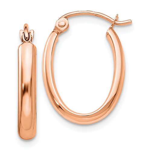 14k Rose Gold 3/4in Oval Hoop Earrings 3.75mm