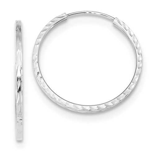 14k White Gold 1in Square Edge Endless Hoop Earrings