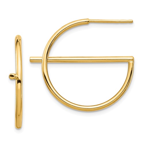 14k Yellow Gold Split Circle Post Earrings 1in