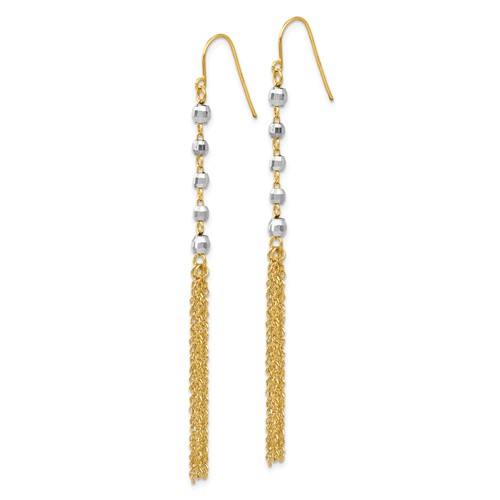 14k Twotone Gold Bead and Tassel Earrings TH554 Joy Jewelers