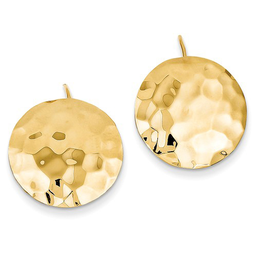 14k Yellow Gold Small Hammered Circle Earrings