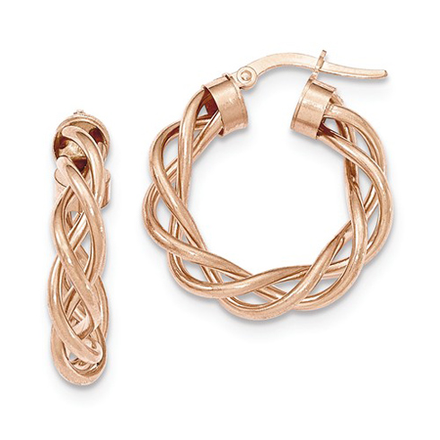 14kt Rose Gold 1in Italian Open Twisted Hoop Earrings