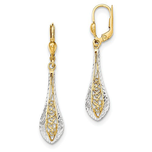 Silverspeck Gold Over Silver Two-Tone Filigree Teardrop Dangle Earrings – 925 Sterling Silver-931875