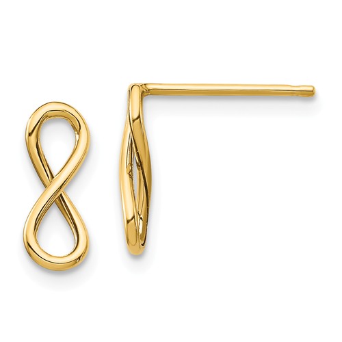14k Yellow Gold Polished Infinity Symbol Earrings 3/8in