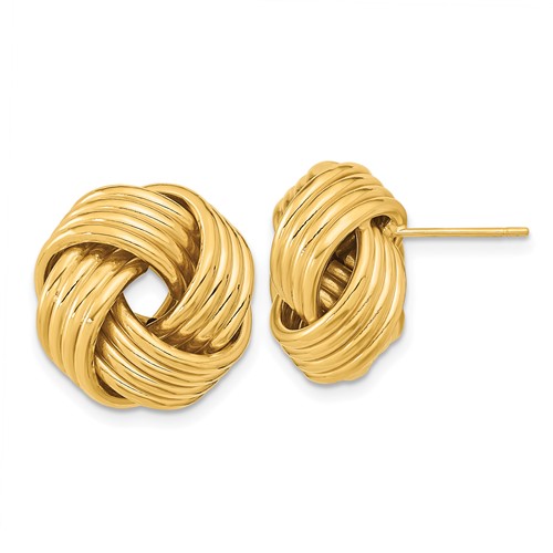 14k Yellow Gold Italian Love Knot Earrings 5/8in