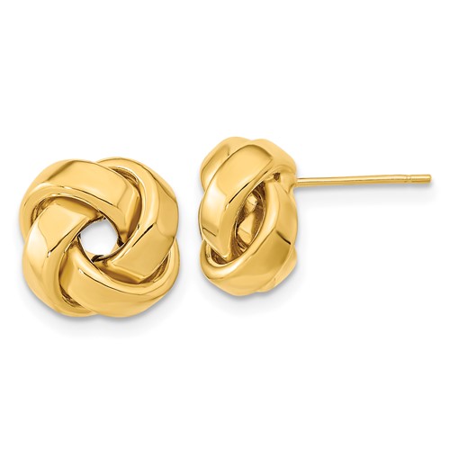14k Yellow Gold Italian Classic Love Knot Earrings Polished Finish