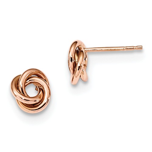 14kt Rose Gold Knot Earrings with Polished Finish