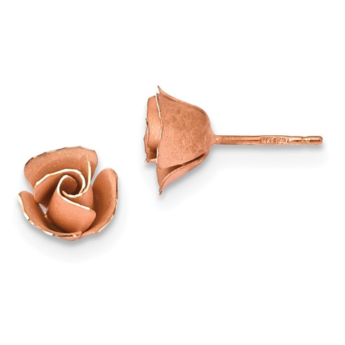 14kt Rose Gold Rosebud Earrings with Satin Finish