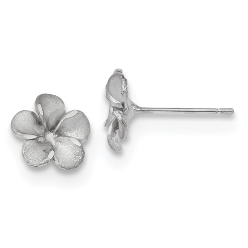 14kt White Gold Plumeria Post Earrings