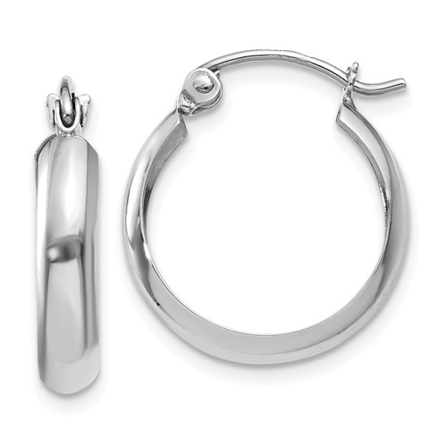 14k White Gold 1/2in Scooped Hoop Earrings 3.5mm
