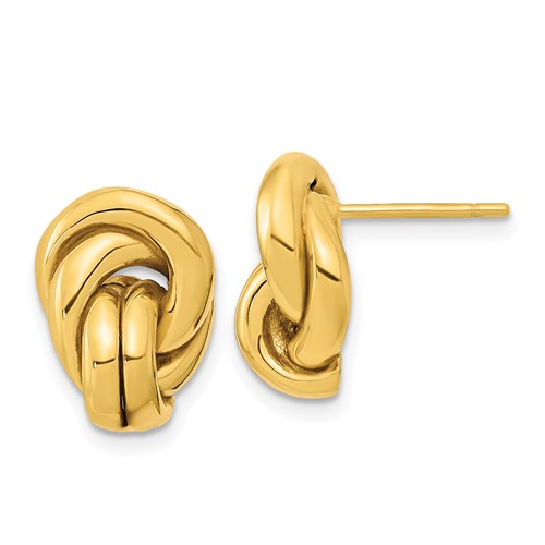 14k Yellow Gold Love Knot Hollow Post Earrings