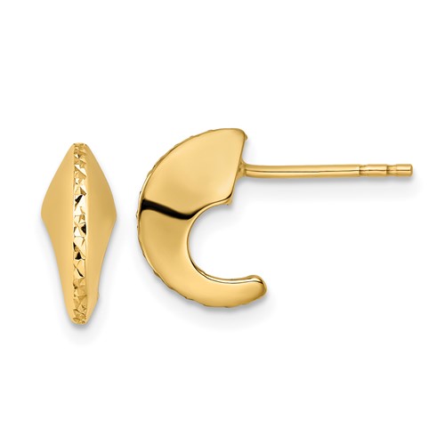 14k Yellow Gold Small Knife Edge J-Hoop Earrings