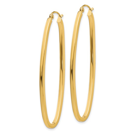 14kt Yellow Gold 2in Oval Hoop Earrings 2mm