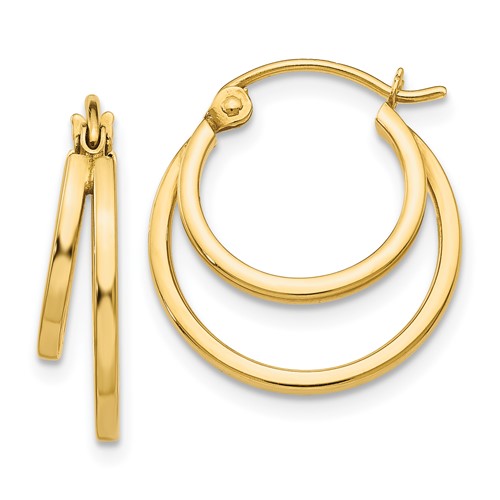 14k Yellow Gold Small Double Hoop Earrings TL707 | Joy Jewelers