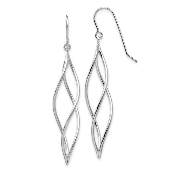 14kt White Gold 1 3/4in Long Twisted Swirl Dangle Earrings