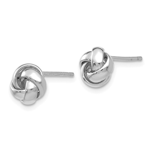 14k White Gold Polished Knot Post Earrings 3/8in