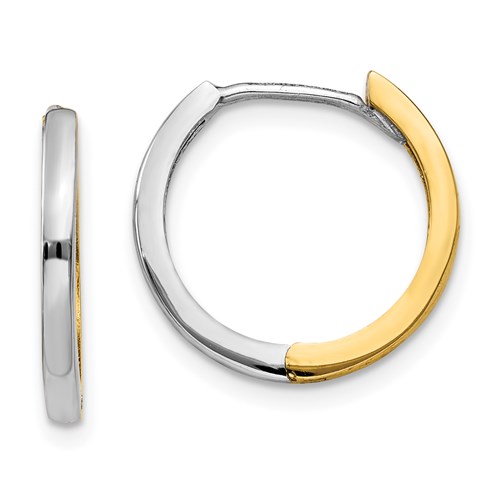 14kt Two-tone Gold 1/2in Hinged Hoop Earrings 1.5mm