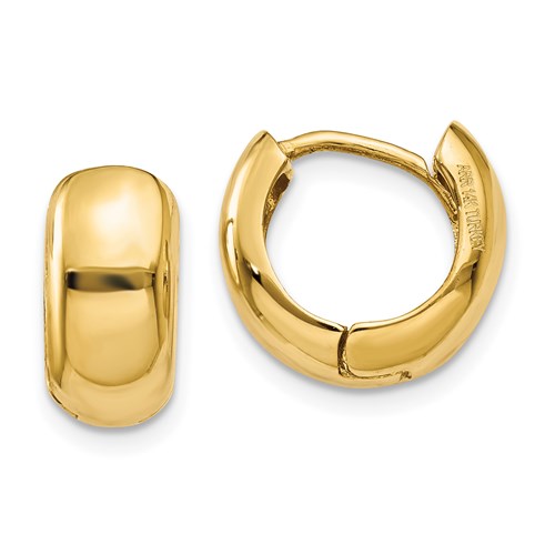 14kt Yellow Gold 1/2in Hinged Huggie Hoop Earrings 6mm