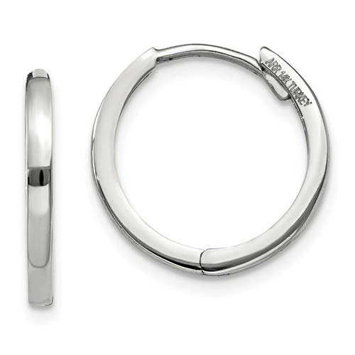 14kt White Gold 1/2in Hinged Hoop Earrings 1.5mm