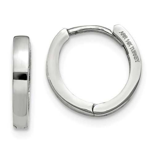 14kt White Gold 7/16in Hinged Hoop Earrings 1.5mm