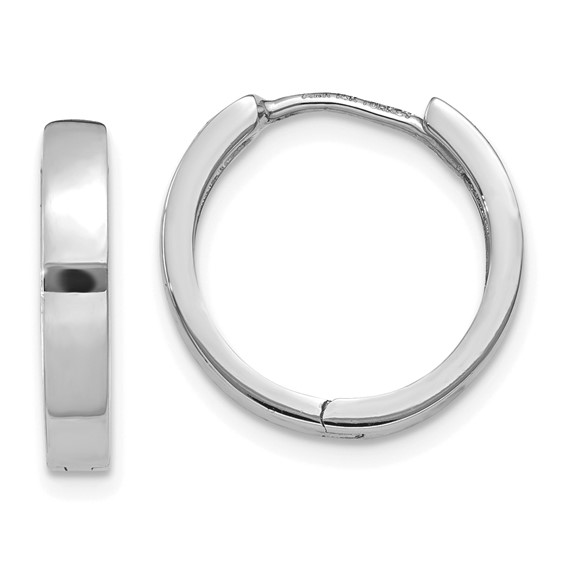 14kt White Gold 1/2in Hinged Hoop Earrings 3mm