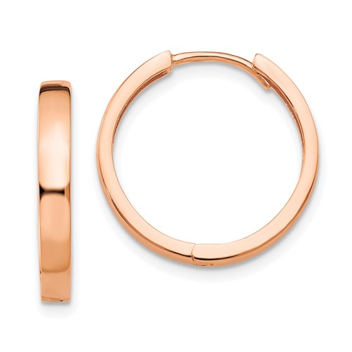 14k Rose Gold Round Hinged Hoop Earrings 5/8in