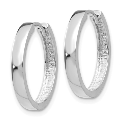 14kt White Gold 3/4in Hinged Hoop Earrings 3mm