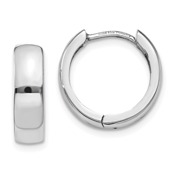 14kt White Gold 1/2in Hinged Hoop Earrings 4mm