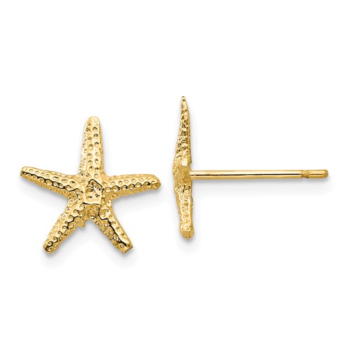 14k Yellow Gold Tiny Starfish Earrings