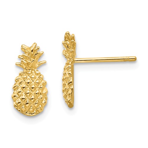14k Yellow Gold Textured Pineapple Earrings