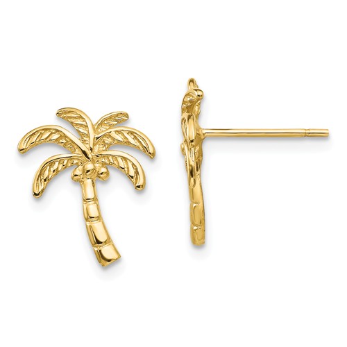 14k Yellow Gold Palm Tree Earrings