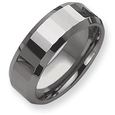Beveled 8mm Tungsten Ring with Thin Facets