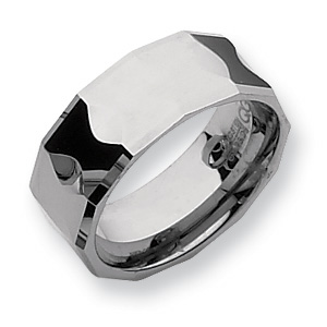 9mm Tungsten Ring with Hourglass Facets