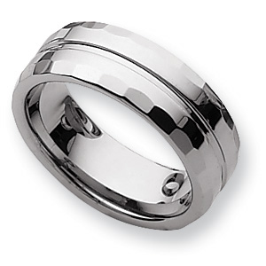 8mm Tungsten Ring Grooved with Facets