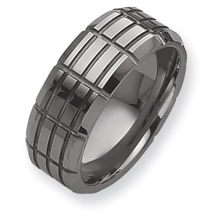 9mm Tungsten Ring Grooves with Beveled Edges