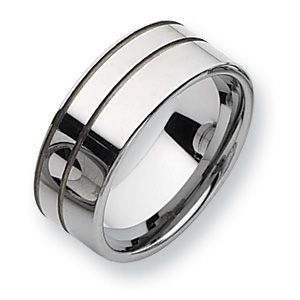9mm Tungsten Ring with Grooves