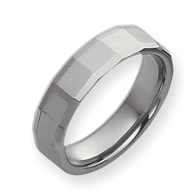 Beveled 6mm Tungsten Ring with Facets